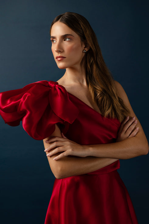 Vestido Bouganville Cereza 3 Piezas