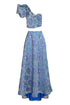 Vestido Bougainville Flores Azules Set 3 piezas