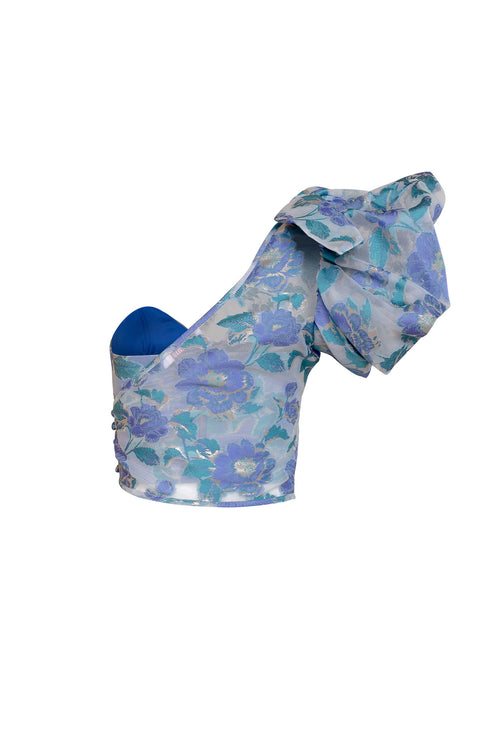 Vestido Bougainville Flores Azules Set 3 piezas