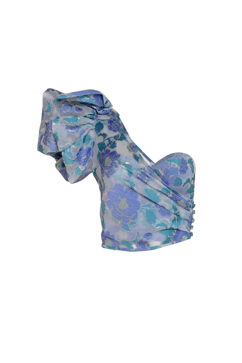 Vestido Bougainville Flores Azules Set 3 piezas