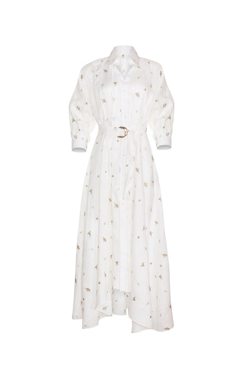Vestido Camellia & Lilies Shirt Ivory Gold