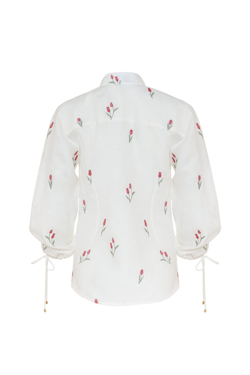 Camisa Lovely Tulip Manga Larga Ivory