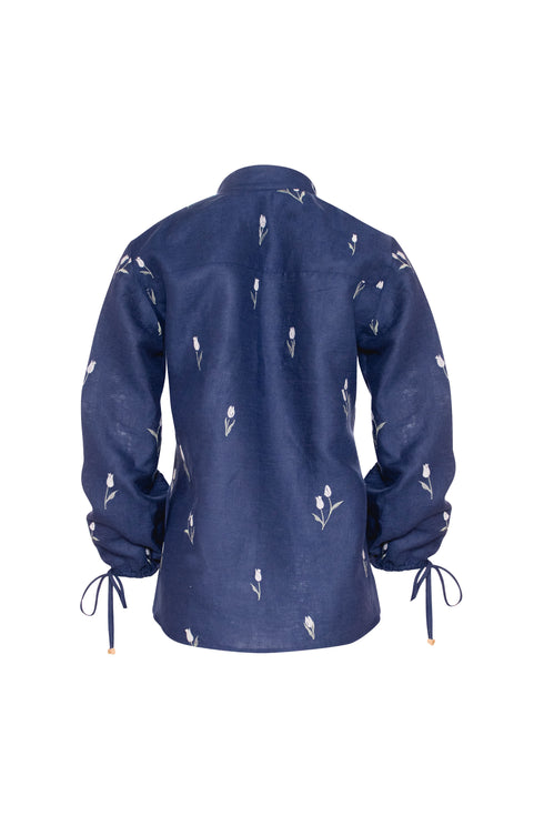 Camisa Lovely Tulip Manga Larga Navy