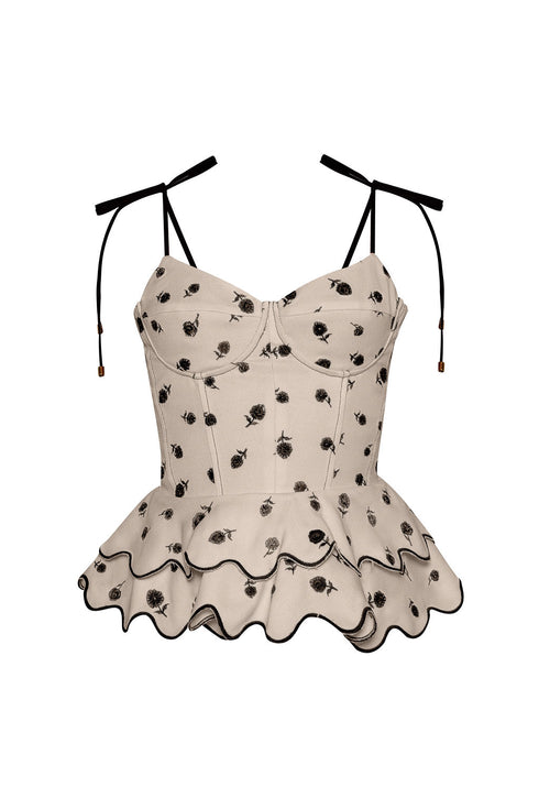 Top Rosita Peplum Ivory Black