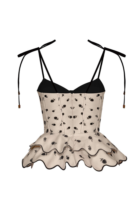 Top Rosita Peplum Ivory Black