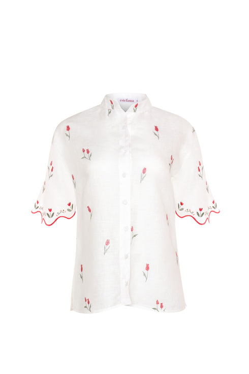 Camisa Lovely Tulip Manga Corta Ivory