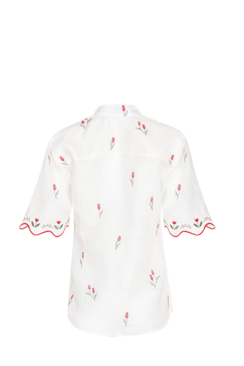 Camisa Lovely Tulip Manga Corta Ivory