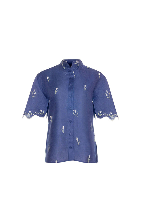 Camisa Lovely Tulip Manga Corta Navy