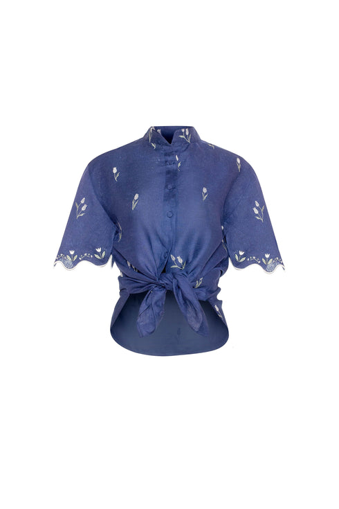 Camisa Lovely Tulip Manga Corta Navy