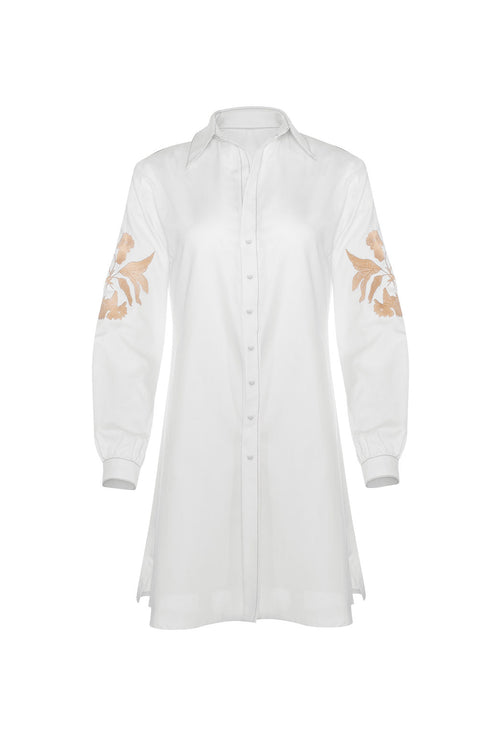 Mini Vestido Camisero Lilies Blanco