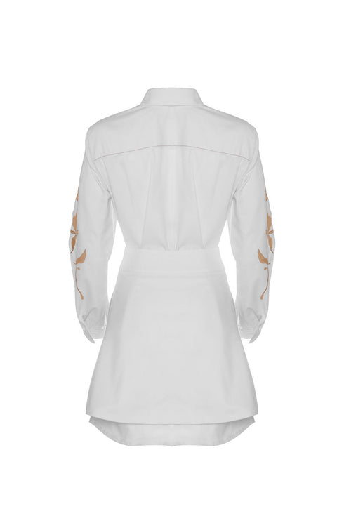 Mini Vestido Camisero Lilies Blanco