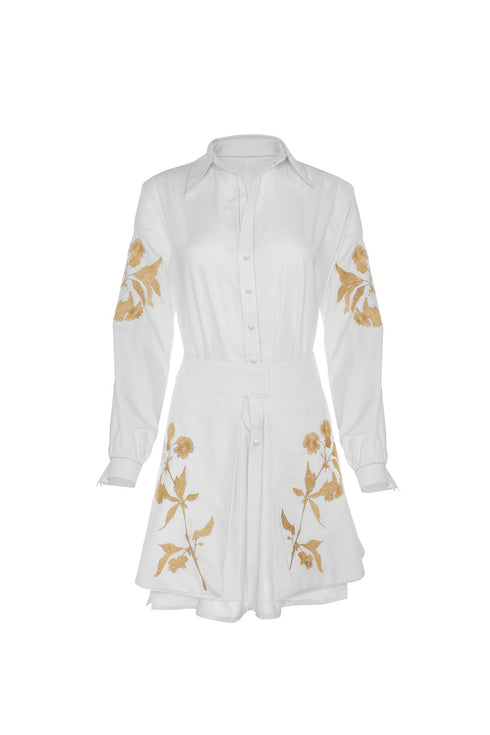 Mini Vestido Camisero Lilies Blanco