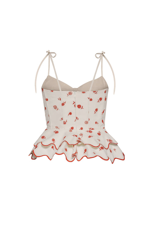 Top Rosita Peplum Ivory Red