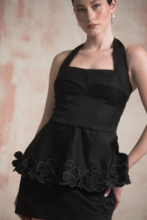 Fiore Top Peplum Negro