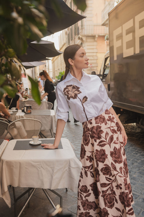 Camisa Amarena Bordado Coffee