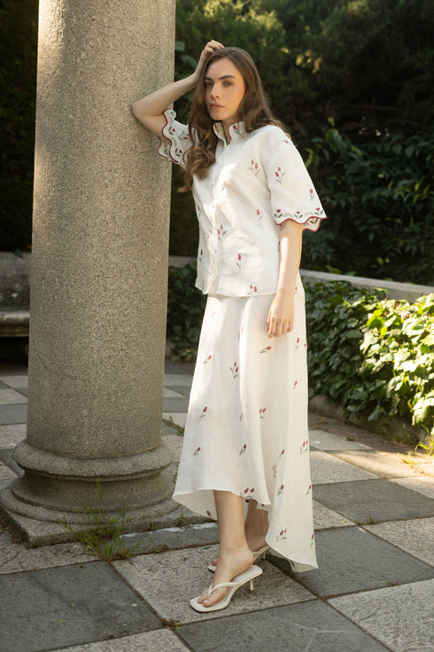 Falda Lovely Tulip High and Low Ivory