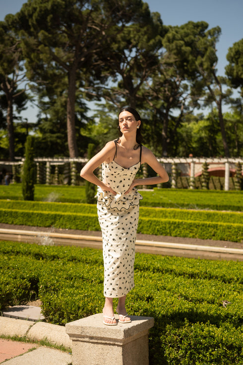Rosita Midi Skirt Ivory Black