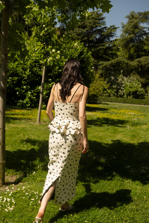 Rosita Midi Skirt Ivory Black