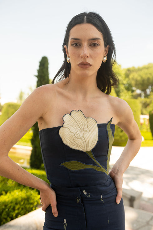 Top Lovely Tulip Parche Navy