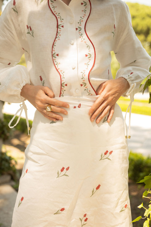 Camisa Lovely Tulip Manga Larga Ivory