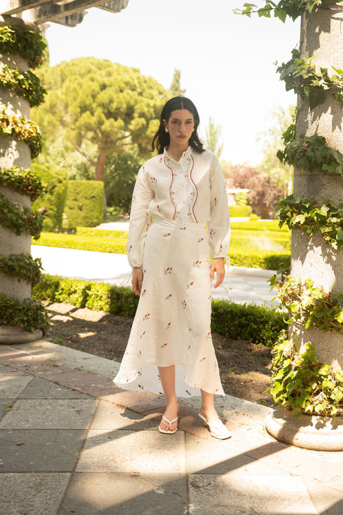 Falda Lovely Tulip High and Low Ivory