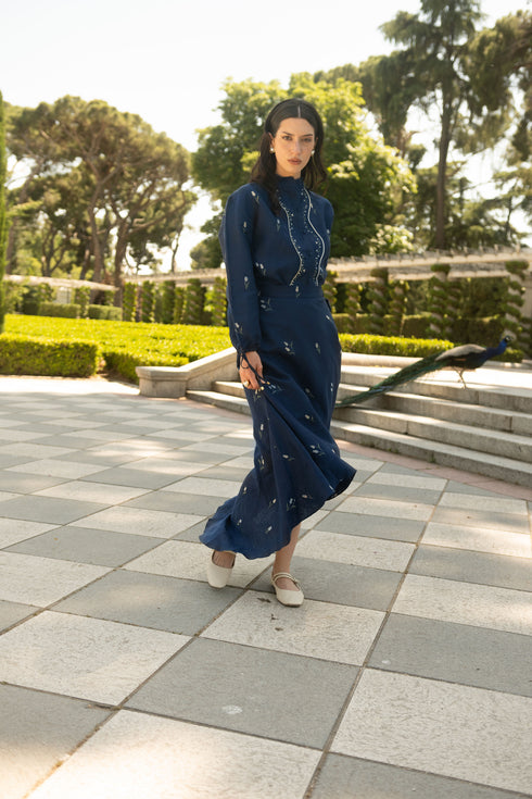 Falda Lovely Tulip High and Low Navy