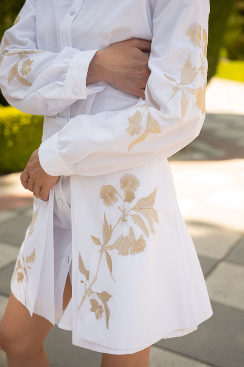 Mini Vestido Camisero Lilies Blanco