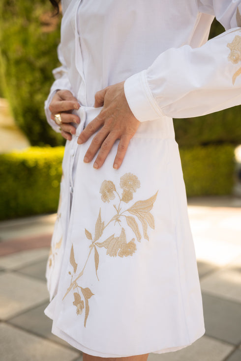 Mini Vestido Camisero Lilies Blanco