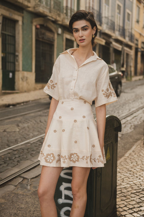 Camisa Manga Corta Inamorata Cream
