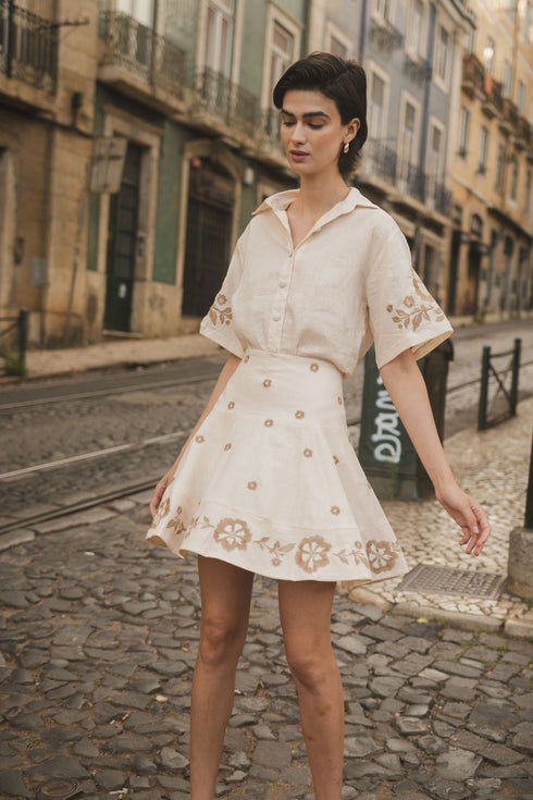 Camisa Manga Corta Inamorata Cream