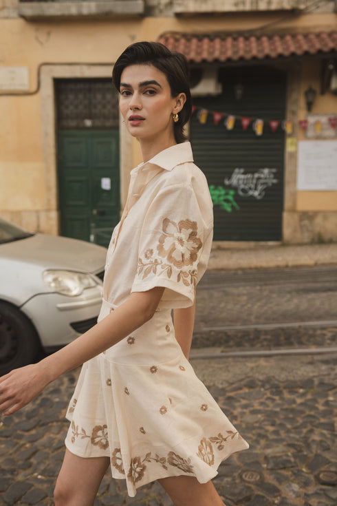 Camisa Manga Corta Inamorata Cream