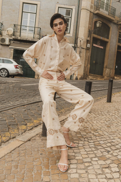 Camisa Camomila Manga Larga Cream