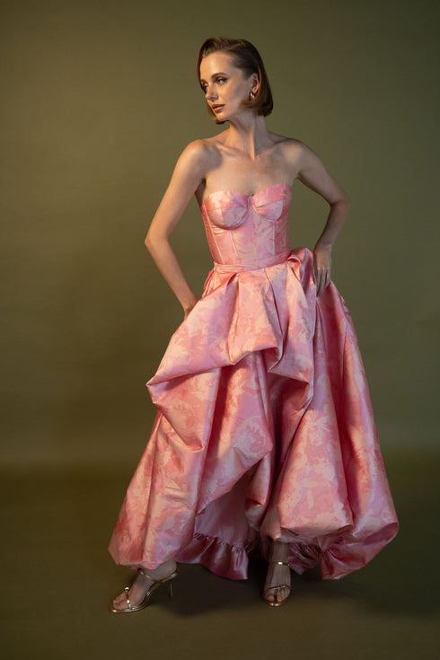 Falda Globo Idilio Mikado Rosado