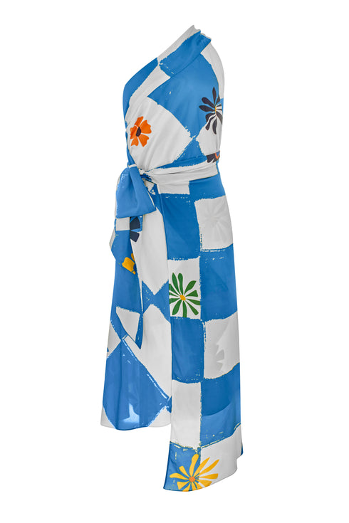 Pareo Estampado Checkers Turquesa