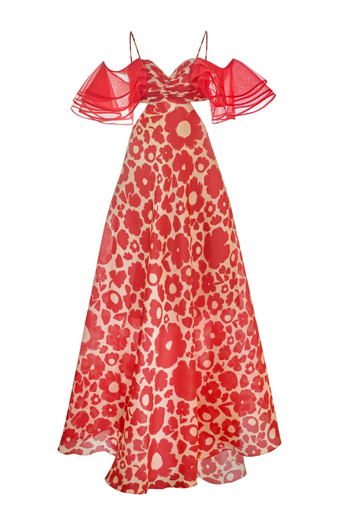 VESTIDO AMAR FLORES ROJAS