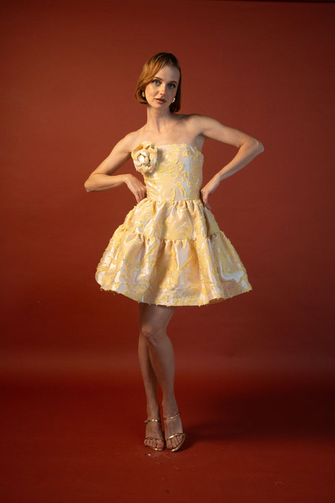 Peach Bloom Mini Vestido