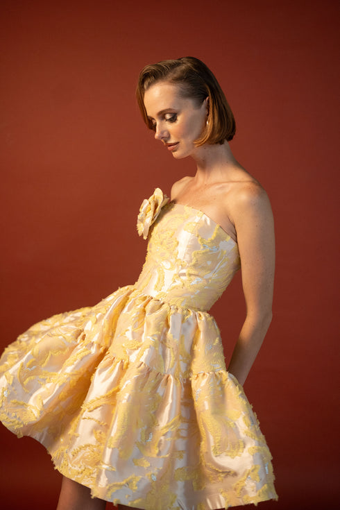 Peach Bloom Mini Vestido