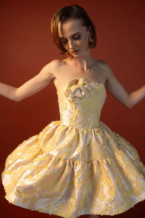 Peach Bloom Mini Vestido