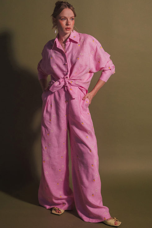 Pantalón Mango Camomile Rosado