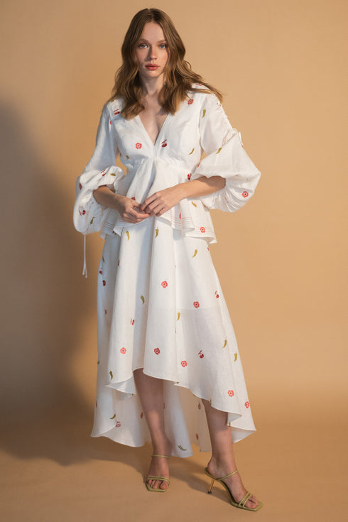 Vestido Ola Bordado Cherry Picante