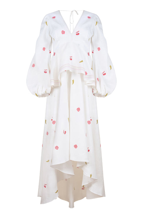 Vestido Ola Bordado Cherry Picante