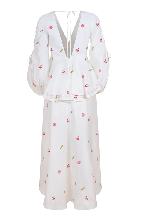 Vestido Ola Bordado Cherry Picante