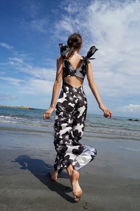 Enterizo Palma Floral Negro