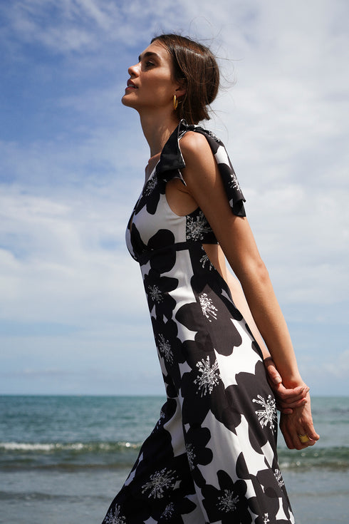 Enterizo Palma Floral Negro