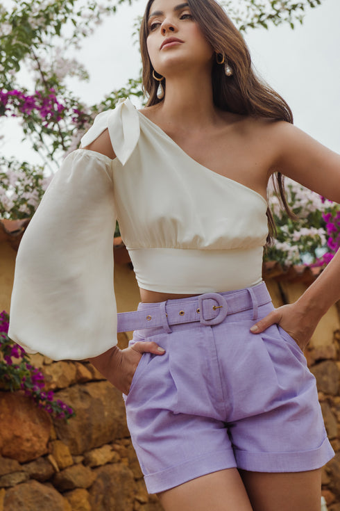 Short Nube Lino Lavanda