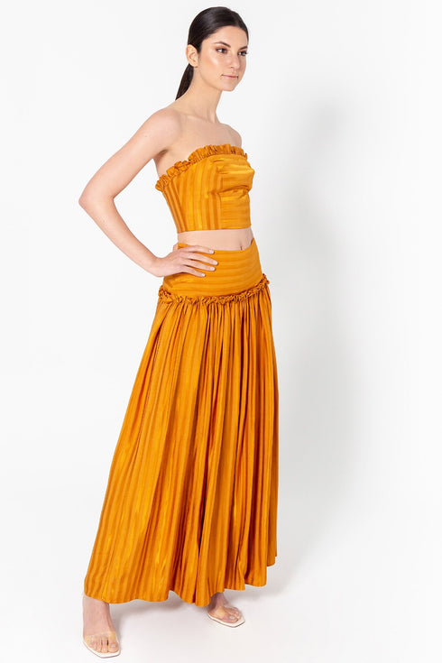 Falda Susana Amarillo Canela